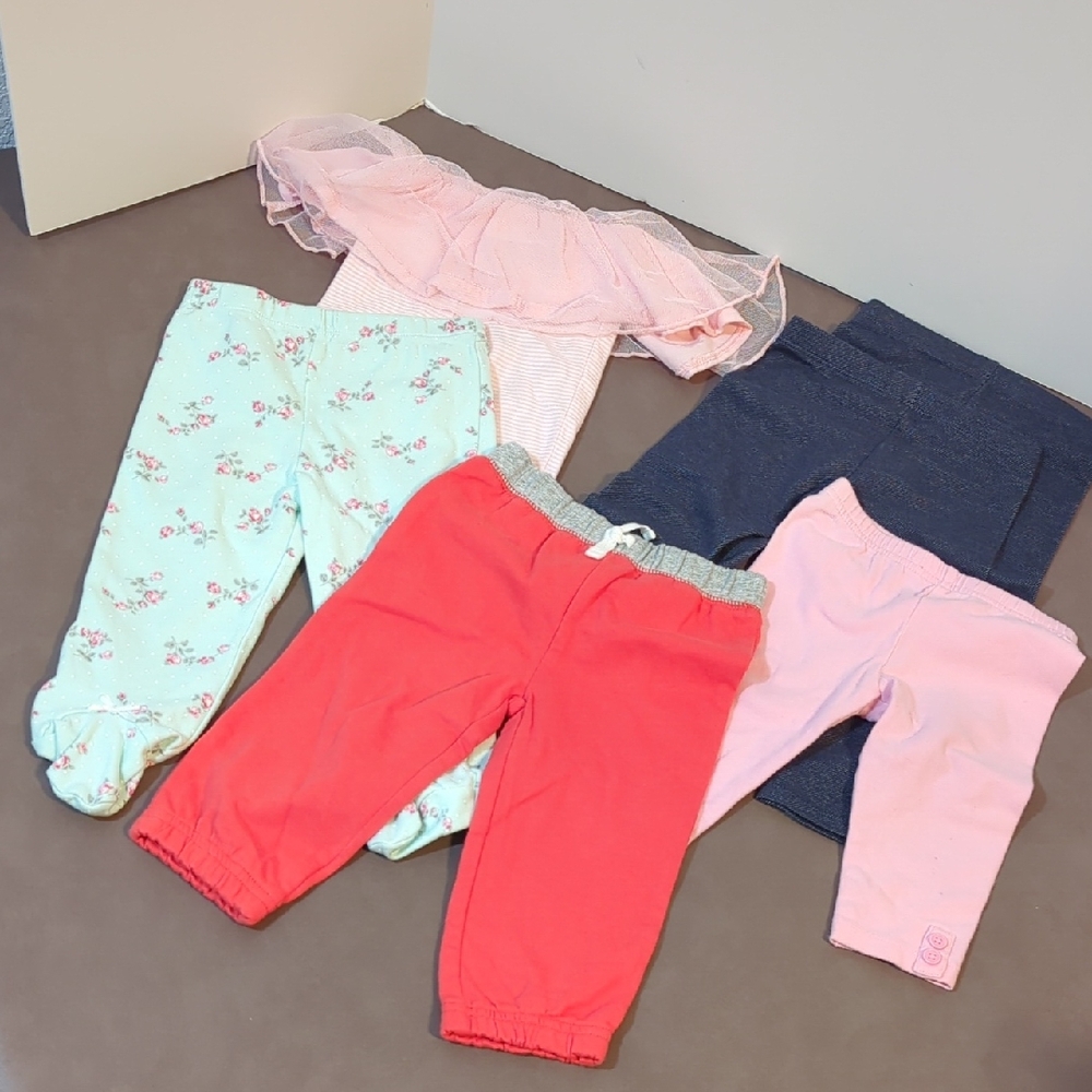 Okie Dokie Carters Infant Pants Girls 9 Months Bottoms 6 Pairs